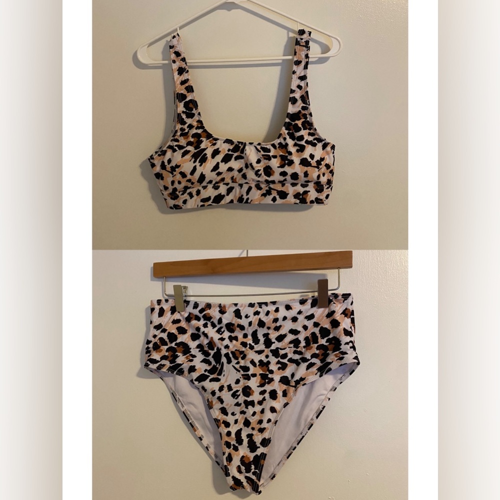 2 PIECE Cheetah Print High Waisted Bikini